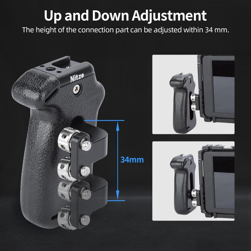 Nitze Side Handle with 1/4" Screws, Camera Side Handle for Camera Cage, Monitor Cage, Up/Down and Left/Right Adjustable - PA22-H2 - Image 4